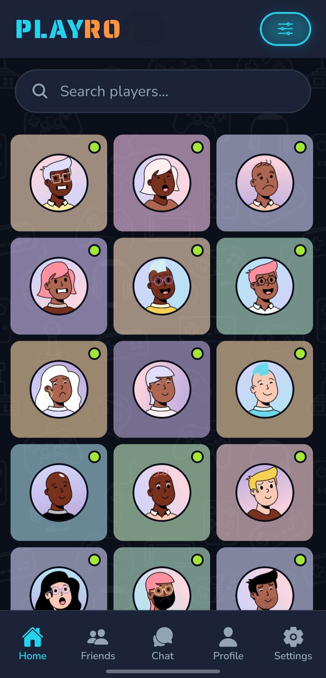 Discover players screen